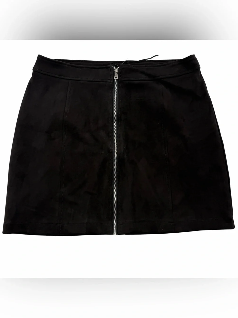 Bellivera Black Faux Suede Skirt XL Front Zip NWT